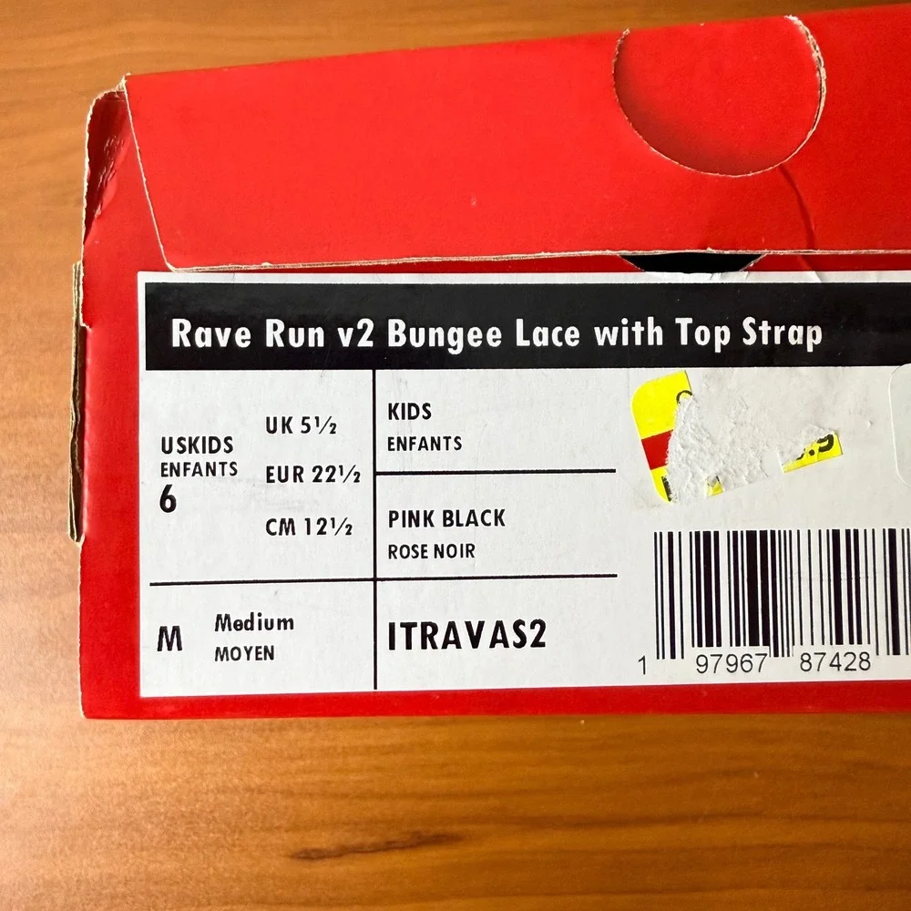 New Balance Rave Run v2 Bungee Lace Pink Black Kids Sneakers ITRAVAS2 Size‎ 6M